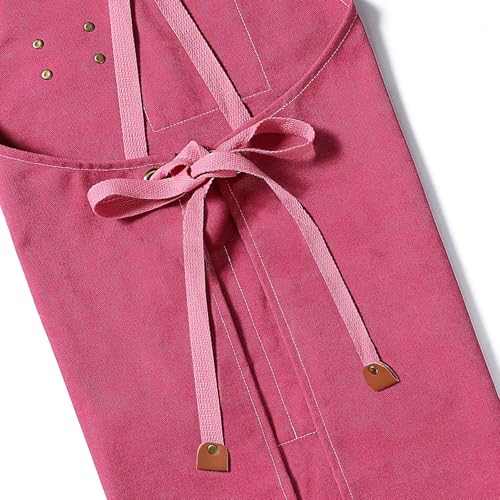 AFUN Aprons for Men Women with Large Pockets, 16-Ounce Cotton Canvas Cross Back Apron - color: Pink