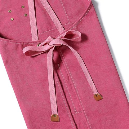 AFUN Aprons for Men Women with Large Pockets, 16-Ounce Cotton Canvas Cross Back Apron - color: Pink
