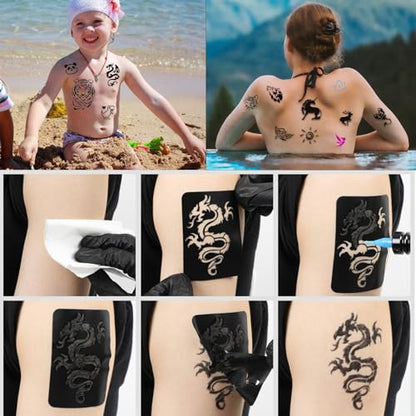 482pcs Temporary Tattoo Stencils, 20 Sheets Henna Tattoo Stencil Kit for Women and Man Face Body Paint Reusable Glitter Tattoo Stencils Pack Party Favor Supplies