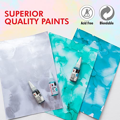 Marabu Alcohol Ink for Epoxy Resin - 6 Classic Colors Alcohol Ink Set - Vibrant and Versatile Alcohol Inks for Resin Art, Tumblers, Alcohol Paint Paper, Resin Dye - 20ml Inks