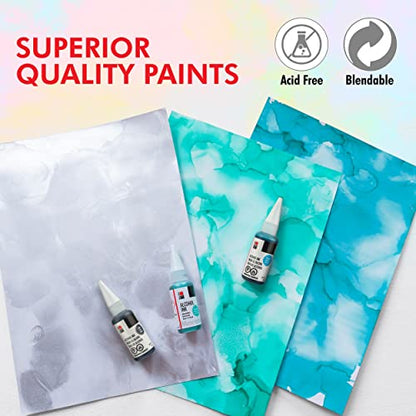 Marabu Alcohol Ink for Epoxy Resin - 6 Classic Colors Alcohol Ink Set - Vibrant and Versatile Alcohol Inks for Resin Art, Tumblers, Alcohol Paint Paper, Resin Dye - 20ml Inks