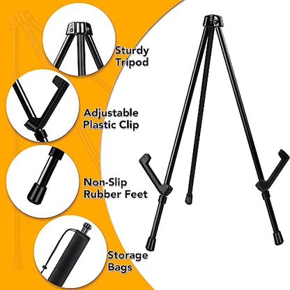 AROIC 6 Pack 14'' Tabletop Easels, Black Steel Table Top Easels for Display, Adjustable Portable Table Top Easel for Paintings, Signs, Posters,Frame Pictures(with 6 Bags) - style: 6P
