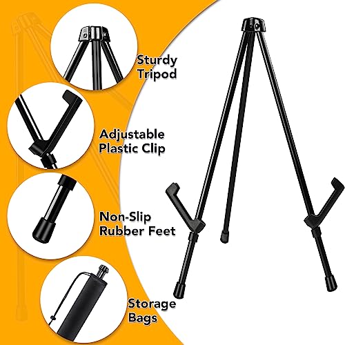 AROIC 24 Pack 14'' Tabletop Easels, Black Steel Table Top Easels for Display, Adjustable Portable Table Top Easel for Paintings, Signs, Posters,Frame Pictures(with 24 Bags) - style: 24P
