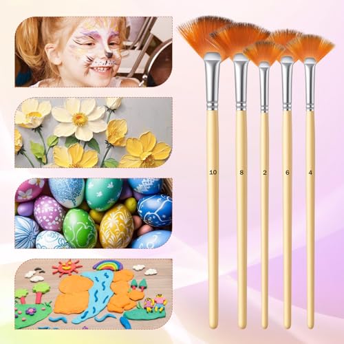 10Pcs Fan Brush for Painting, Professional Artist Fan Brushes, Soft Oil Paints Brush Acrylic Paint Brushes Paintbrushes for Oil Watercolor Gouache Painting