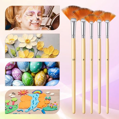 10Pcs Fan Brush for Painting, Professional Artist Fan Brushes, Soft Oil Paints Brush Acrylic Paint Brushes Paintbrushes for Oil Watercolor Gouache Painting