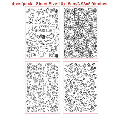Halloween Polymer Clay Texture Sheets for Earring Jewerly Making,Spider Web Ghost Bat Texture Mat for Polymer Clay Projects Polymer Clay Earrings Tools，4pcs/Pack