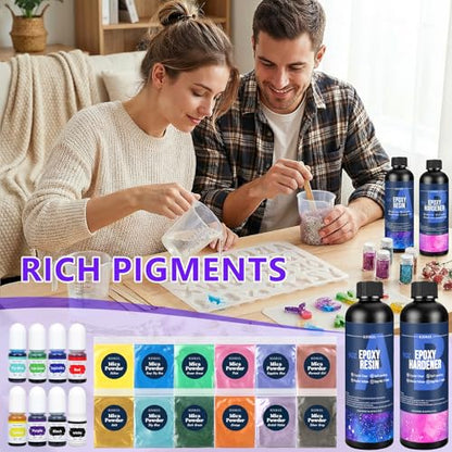 KISREL Epoxy Resin kit -18oz Clear Epoxy Resin with Silicone Alphabet Resin molds and Jewelry Making Kits, 2 Part Epoxy and Hardener for Casting Coating, Keychains, DIY Craft Decorations - size: Alphabet Molds and 8 Mini Molds