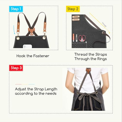 MEEDEN Painting Apron for Men Women: Adjustable Cross Back Waterproof Polyester Canvas Art Apron with 3 Pockets - Artist Apron for Acrylic Oil & Watercolor Painting, Gardening, Cooking - Taupe - color: Taupe