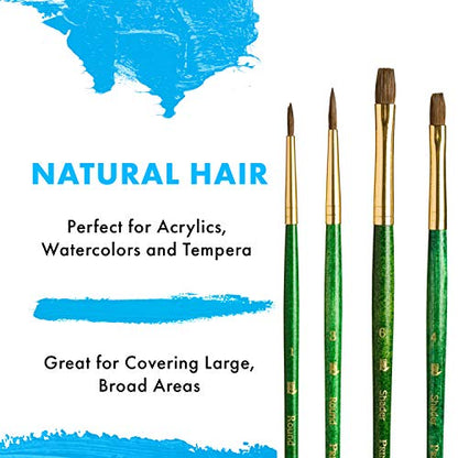 Princeton RealValue Brush Set, Camel, Green Handle, 4 Piece, 1 Count - style: Set-9110