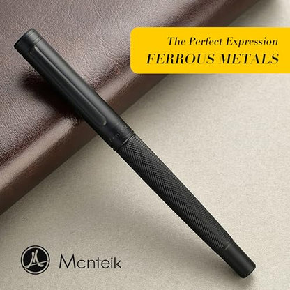 MCNTEIK Matte Black Forest Rollerball Pen, Luxury Pen with Schmidt Black Ink Refill, Fancy Pen Gift Set for Men & Women, Business Signature, Executive, Office, Nice Fancy Designer Pens - color: Black