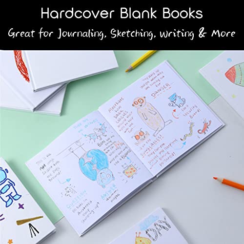 6 Pack Hardcover Blank Book,5x5 Inch Unlined Sketchbook Journal - 18 Sheets/36 Pages Each, Bulk Pack of White Hardcover Blank Books for Writing, Drawing Make Your Own Book, Multi-Purpose for Students & Adults - size: 5x5 inch