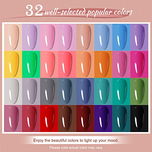 JODSONE Gel Nail Polish Kit with U V Light 32 Color Soak Off Base&Top Glitter Coat Gel Polish for DIY Manicure Lovers - color: 32KIT-Color 7