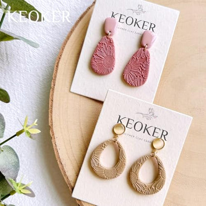 KEOKER Polymer Clay Texture Sheets, Clay Texture Mat for Making Earrings Jewerly, Polymer Clay Earrings Tools (Flower A) - color: Flower A