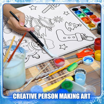Sherr 15 Set Pre Drawn Painting Canvas for Adults 8 x 10 Inch Pre Painted Canvas Sip and Paint Party Favors Kit for Adults Paint Party(Christmas Style) - style: Christmas Style