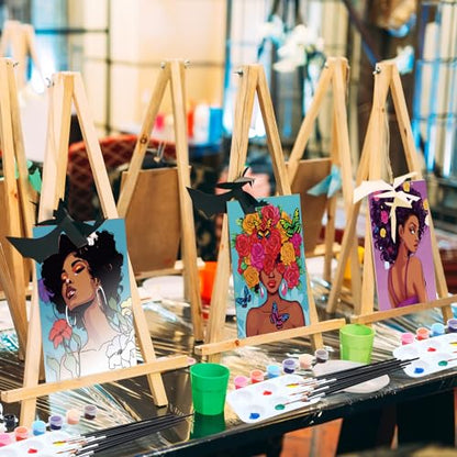 Dinifee 6 Pack Pre Drawn Canvas for Painting Pre Printed Canvas Kit 8 x 10 Inch Stretched Cotton Paint and Sip Set for Adults Couple Party Graduation Summer Date Night(Flower Lady) - style: Flower Lady