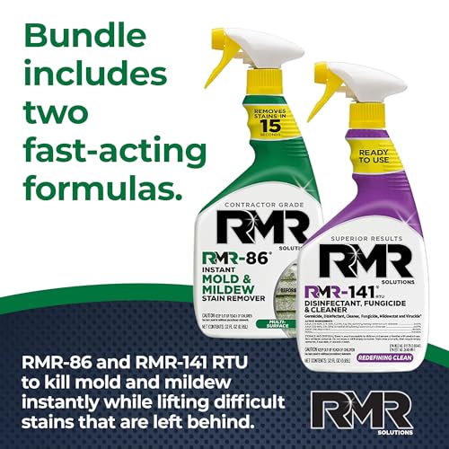 RMR Brands DIY Mold & Stain Remover Bundle, Complete Mold Killer & Mildew Prevention Kit, Disinfectant Spray, Includes 2-32 fluid ounce Bottles - size: 32 Fl Oz (Pack of 2)