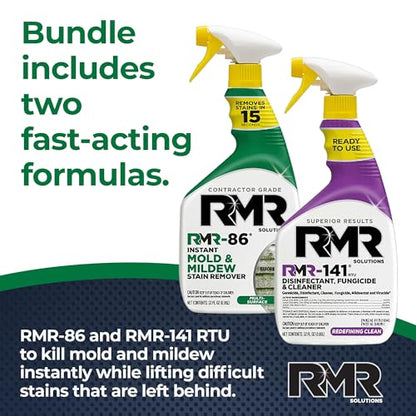 RMR Brands DIY Mold & Stain Remover Bundle, Complete Mold Killer & Mildew Prevention Kit, Disinfectant Spray, Includes 2-32 fluid ounce Bottles - size: 32 Fl Oz (Pack of 2)