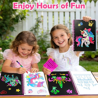 FUNNYB&G Foil Art Craft Kit for Girls 4-10 Years Old: Mess-Free & No-Glue, Create 16 Sparkly Unicorns Pictures – Perfect Travel Toy & Birthday Gift for Kids（Unicorns） - style: Unicorns