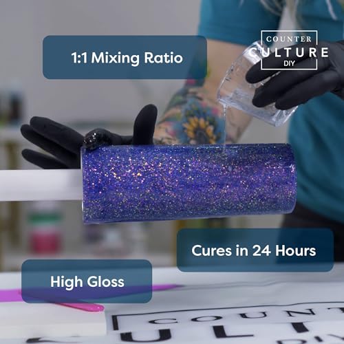 Counter Culture DIY Clear Artist Resin, 32 oz Kit, Art Epoxy Supplies for Metallic Stains Acrylic 100% Solids Easy Coat No VOCs Scratch UV Heat Resistant to 500 Degrees - size: 32 oz kit