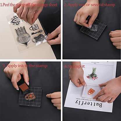 Whaline 6 Pieces Acrylic Stamp Block Clear Stamping Tools Set with Grid Lines for Scrapbooking Crafts Card Making, Assorted Sizes | with Grid Lines, Stamping Tools, for Scrapbooking, Card Making, DIY Crafts