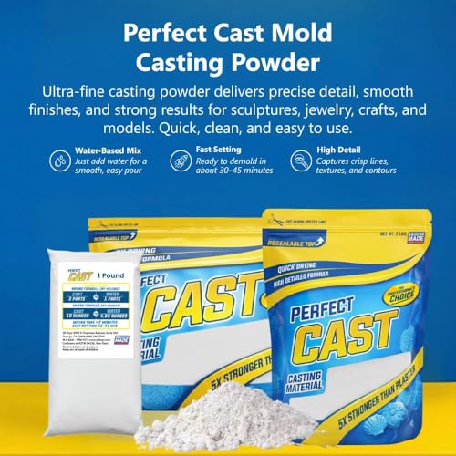 Perfect Cast Mold Casting Powder, Fast-Curing, Non-Toxic, Water-Based Material for DIY Sculptures, Jewelry, Crafts & Models, USA Made, 3 lb Bag - size: 3 lb