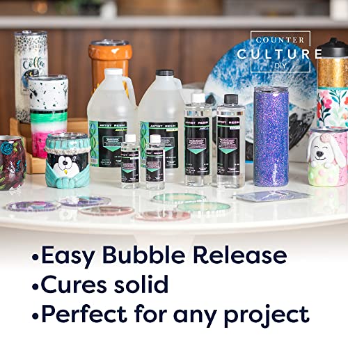 Counter Culture DIY Clear Artist Resin, 1 Gallon Kit, Art Epoxy Supplies for Metallic Stains Acrylic 100% Solids Easy Coat No VOCs Scratch UV Heat Resistant to 500 Degrees - size: 1 Gallon Kit