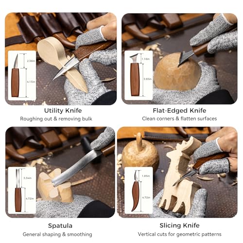 Wood Carving Kit, 68 PCS Complete Whittling Kit for Beginners Adults, 16 Wood Carving Knives, 8 Basswood Blocks, Leather Storage Bag, Gloves, Paints & Templates, DIY Carving Tools Gift Set