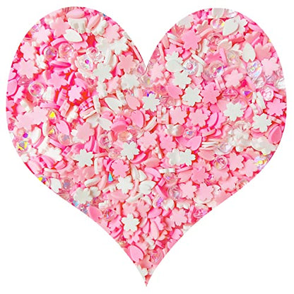 EHOPE Fake Sprinkles Resin Sprinkles Fake Candy Sprinkles Clay Sprinkles Polymer Sprinkles Polymer Clay Slices for Nail Art DIY Crafts Cake Phone Case(40G-Pink Cherry Blossoms+Zuan-23) - color: 23-Pink Cherry Blossoms+Zuan