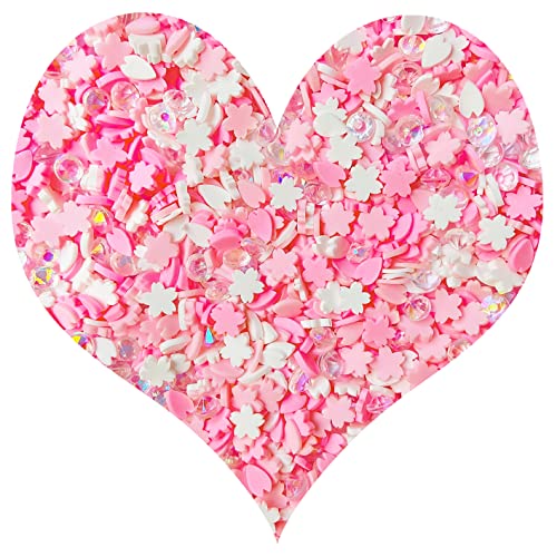 EHOPE Fake Sprinkles Resin Sprinkles Fake Candy Sprinkles Clay Sprinkles Polymer Sprinkles Polymer Clay Slices for Nail Art DIY Crafts Cake Phone Case(40G-Pink Cherry Blossoms+Zuan-23) - color: 23-Pink Cherry Blossoms+Zuan