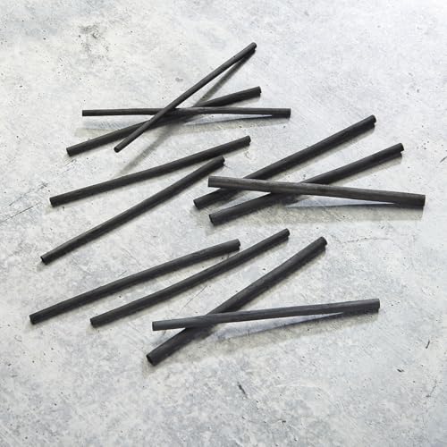 KINGART 12-Piece Willow Charcoal Sticks, Soft, Black Artist Vine Charcoal for Artists, Beginners, Students, Great for Sketching, Rendering, Drawing, Shading and Fine Art