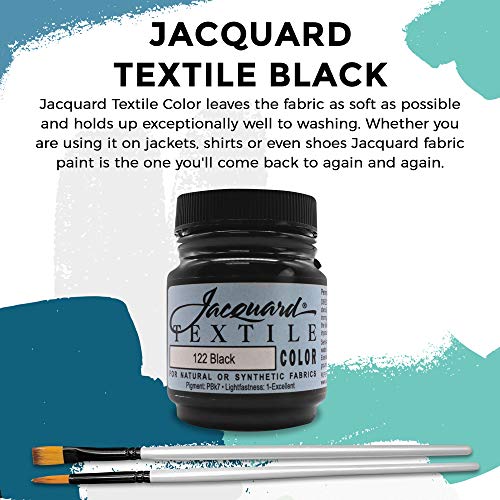 Moshify Jacquard Products Black Textile Color - Fabric Paint Made in USA - JAC1122 2.25-Ounces - Bundled Brush Set - size: 2.25 Ounce (Pack of 1)