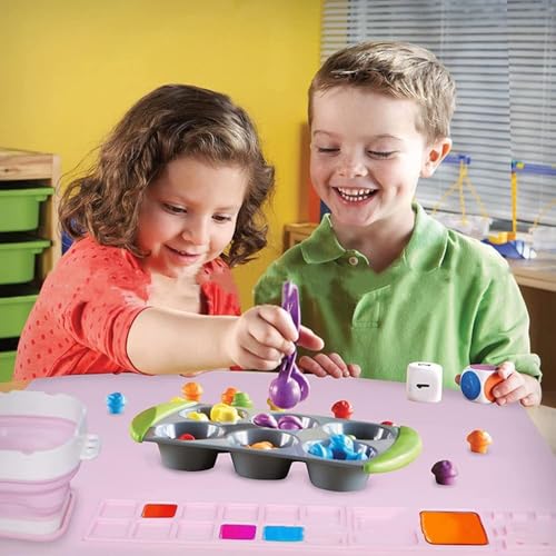Silicone Painting Mat with Paint Trays and Brush Cleaner Cup, Waterproof Art Mat for Kids Adults DIY Crafts, Non-Stick Craft Mat for Table Protection, Blue - color: Orange