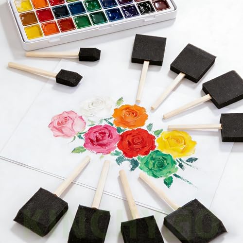 20 Pack Foam Paint Brushes Foam Brushes with Wooden Handle for Painting Staining DIY Craft (5 Size)