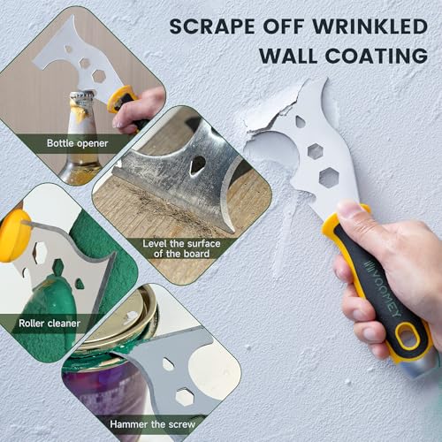 VOOMEY 12-in-1 Putty Knife, 2 Pack Paint Scraper Tool, Stainless Steel Metal Scraper for Spackle, Paint Removal, Drywall Repair, Wallpaper Removal & Home Renovation