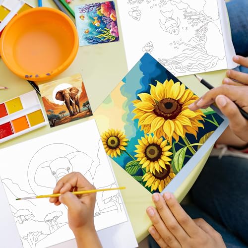 Sherr 12 Pcs Pre Drawn Canvas Pre Printed Canvas for Adults Sip and Paint Party Canvases Painting Kit for Summer Easter Mother's Day Party Favor(Mixed Style,8 x 8 Inch) - size: 8 x 8 Inch, style: Mixed Style