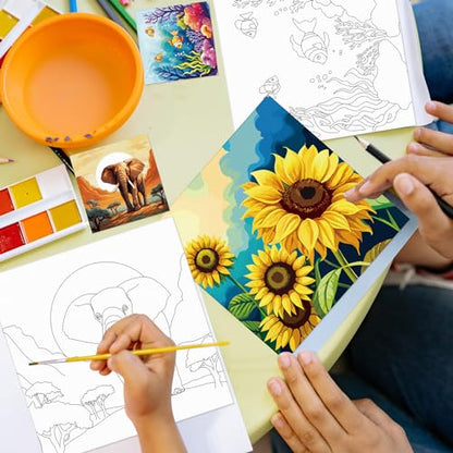Sherr 12 Pcs Pre Drawn Canvas Pre Printed Canvas for Adults Sip and Paint Party Canvases Painting Kit for Summer Easter Mother's Day Party Favor(Mixed Style,8 x 8 Inch) - size: 8 x 8 Inch, style: Mixed Style