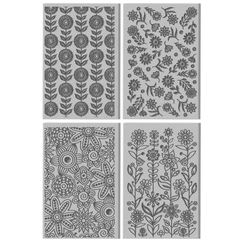 CHGCRAFT 4 Sheets Abstract Flowers Polymer Clay Texture Mat Seamless Pattern Clay Modeling Pattern Pad Geometric Flowers Texture Sheets for Polymer Clay Making Earrings Jewerly Tools, 4×2.6 inch - style: Flowers