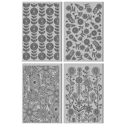 CHGCRAFT 4 Sheets Abstract Flowers Polymer Clay Texture Mat Seamless Pattern Clay Modeling Pattern Pad Geometric Flowers Texture Sheets for Polymer Clay Making Earrings Jewerly Tools, 4×2.6 inch - style: Flowers