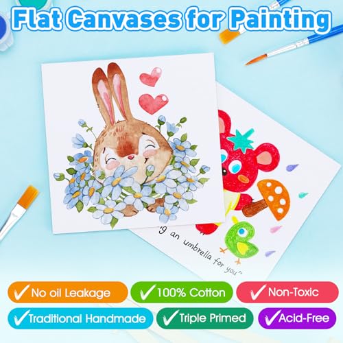 FUMILE 4x4 Mini Canvas for Painting, 20 Pack Small Canvases for Painting Primed Acid Free Canvas Boards for Painting for Beginners & Artist, Blank Canvas Panels for Classroom and Painting Parties. - size: 4x4in