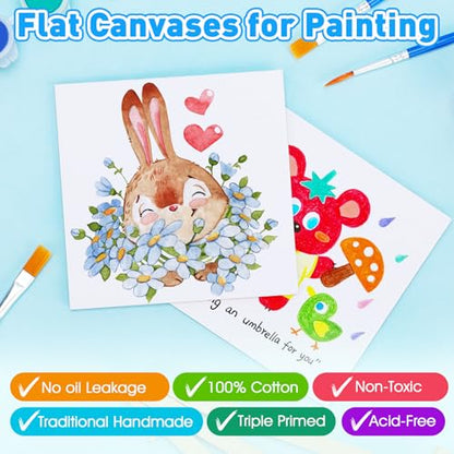 FUMILE 4x4 Mini Canvas for Painting, 20 Pack Small Canvases for Painting Primed Acid Free Canvas Boards for Painting for Beginners & Artist, Blank Canvas Panels for Classroom and Painting Parties. - size: 4x4in