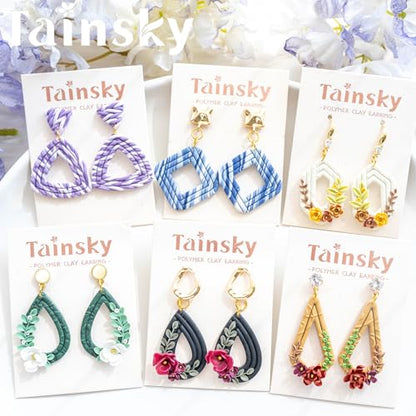 Tainsky Organic Shapes Clay Cutters for Polymer Clay Jewelry, 12 Shapes Basic Shapes Polymer Clay Cutters for Earrings - color: Basic-C