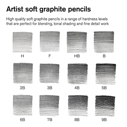 Winsor & Newton Studio Collection Artist Pencils, Graphite Pencils, Set of 12 - style: 12 Graphite Pencils