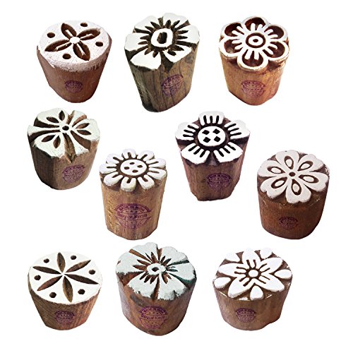 Henna Wood Stamps Small Round Design Printing Blocks (Set of 10) Htag2115 - color: Htag2115