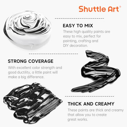 Shuttle Art Black Acrylic Paint, 69oz/2040ml Large Capacity Pump Bottle with Cover, High Coverage True Black, Fast Drying Non-Toxic Art Paint for Artists, Students, Kids & DIY Crafts - color: Black, size: 69 Fl Oz (Pack of 1)
