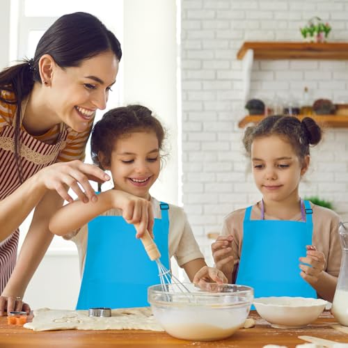 10 Pack Kids Apron Children Apron Adjustable with 2 Pockets Kids Chef Painting Aprons for Cooking Baking Painting Crafts Making (Blue) - color: Blue