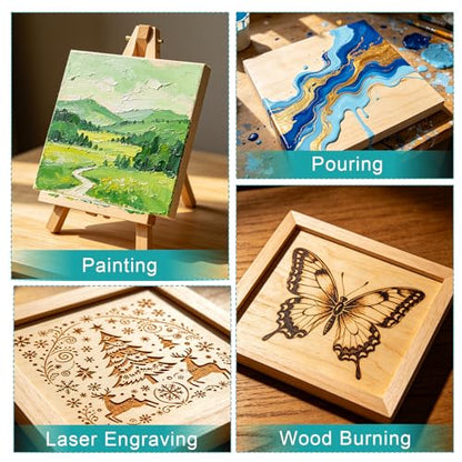ESRICH 8x8 Inch Wood Panels, 2 Pack Square Craft Wood Canvas Boards, Blank Unfinished Wooden Art Board for DIY Art Creations Such as Painting, Acrylic Pouring, Resin, Burning, Collage, etc. - size: 8IN-2Pack