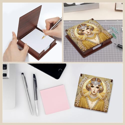 Diamond Painting Kit memo Box, Diamonds Art DIY Queen Patterns Sticky Note Box Special Shape Drill, with 160 Sticky Note, Ideal for Home Office Supplies, Handicrafts, Holiday Gifts - color: Queen