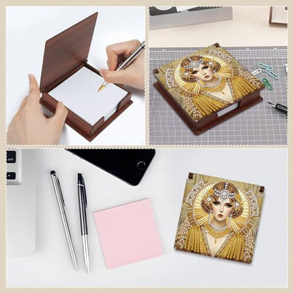 Diamond Painting Kit memo Box, Diamonds Art DIY Queen Patterns Sticky Note Box Special Shape Drill, with 160 Sticky Note, Ideal for Home Office Supplies, Handicrafts, Holiday Gifts - color: Queen