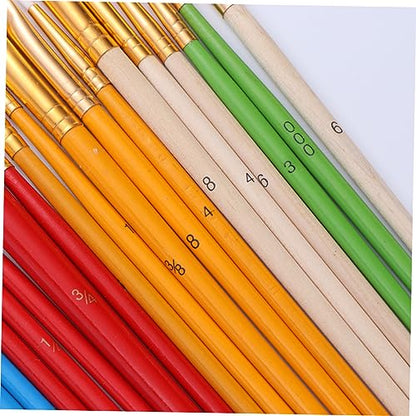 HOMSFOU 25 Pcs Wooden Painting Brush Student Painting Supplies Painting Supplies Painting Supplies