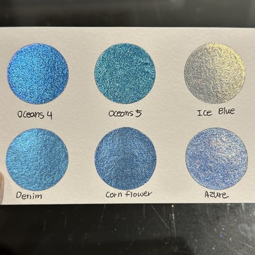 IUILE Handmade Watercolor Paints - Blue Half Pan Set (6 colors) - color: Blue